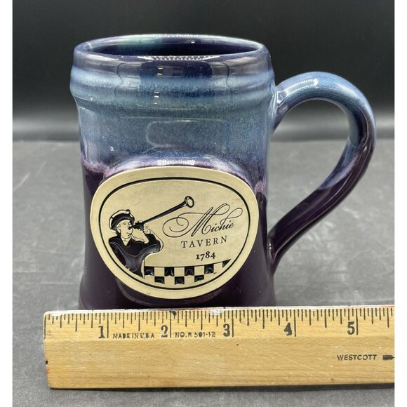 Michie Tavern 1784 Blue Purple Drip Glazed Beer Stein Mug by Grey Fox Pottery - Picture 7 of 7